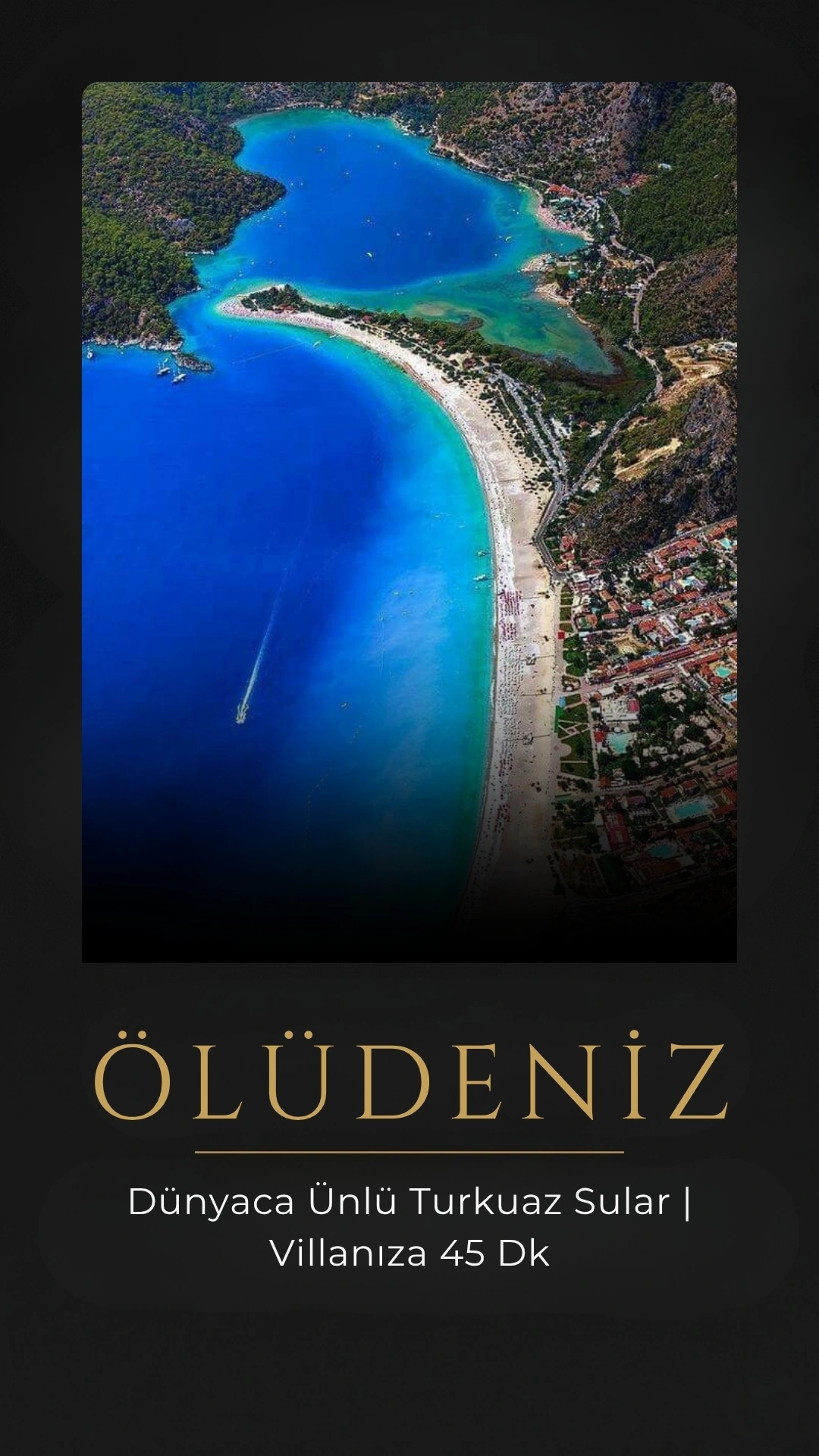 Ölüdeniz’in turkuaz koy fotoğrafını ve destinasyon bilgilerini gösteren Hera Prestij Fethiye rehberi story tasarımı